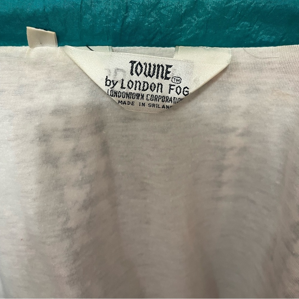 Vintage Late 80s London Towne Fog Jacket Neon Teal Windbreaker Medium - Picture 3 of 3